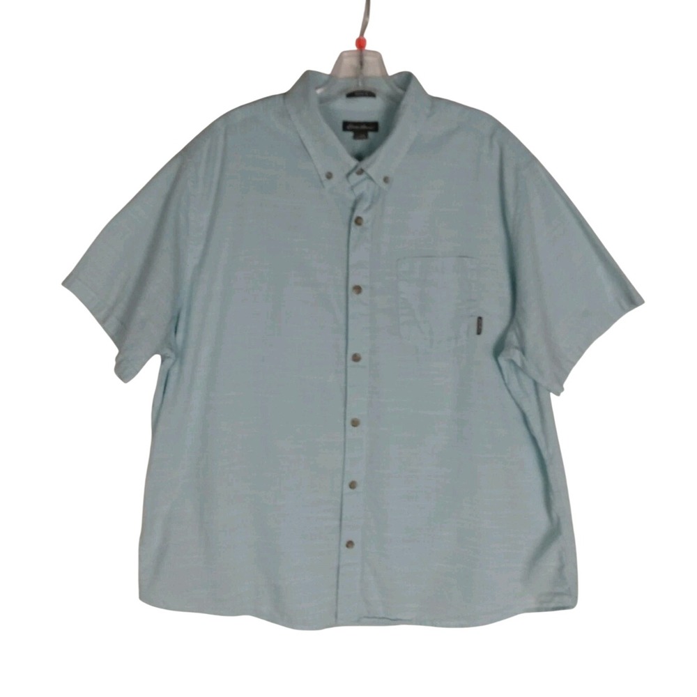 Eddie Bauer BLUE Men's Short Sleeve Button up Shirt Sz 2XL